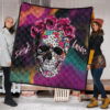 Valentine Premium Quilt - Mosaic Skull Wearing Rose Crown Sick Love Quilt Blanket 1