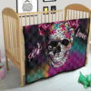 Valentine Premium Quilt - Mosaic Skull Wearing Rose Crown Sick Love Quilt Blanket 19