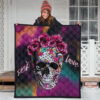 Valentine Premium Quilt - Mosaic Skull Wearing Rose Crown Sick Love Quilt Blanket 3