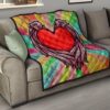 Valentine Premium Quilt Red Heart With Wings Flight Rainbow Vintage Background Quilt Blanket 15