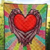 Valentine Premium Quilt Red Heart With Wings Flight Rainbow Vintage Background Quilt Blanket 5