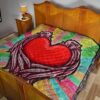 Valentine Premium Quilt Red Heart With Wings Flight Rainbow Vintage Background Quilt Blanket 19