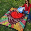 Valentine Premium Quilt Red Heart With Wings Flight Rainbow Vintage Background Quilt Blanket 9