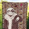 Valentine Premium Quilt - Sans Undertale Wearing Jacket Sweating No Love Lies Patterns Quilt Blanket 5