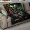 Valentine Premium Quilt - Skeleton Couple Colorful Rainbow Bright Smoke Quilt Blanket 15