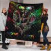 Valentine Premium Quilt - Skeleton Couple Colorful Rainbow Bright Smoke Quilt Blanket 1