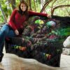 Valentine Premium Quilt - Skeleton Couple Colorful Rainbow Bright Smoke Quilt Blanket 11