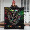 Valentine Premium Quilt - Skeleton Couple Colorful Rainbow Bright Smoke Quilt Blanket 3