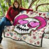 Valentine Premium Quilt - Skull In Love Heart Eyes Colorful Patterns Quilt Blanket 11