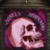 Valentine Premium Quilt - Skull Red Rose Patterns Lonely Tornando Purple Spiral Quilt Blanket 7