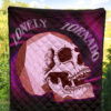 Valentine Premium Quilt - Skull Red Rose Patterns Lonely Tornando Purple Spiral Quilt Blanket 5