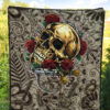 Valentine Premium Quilt - Skull With Red Roses Love In Your Eyes Quilt Blanket 5