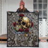 Valentine Premium Quilt - Skull With Red Roses Love In Your Eyes Quilt Blanket 3