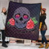 Valentine Premium Quilt - Skull With Roses Green Galaxy Sky Skylentine Quilt Blanket 1