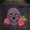 Valentine Premium Quilt - Skull With Roses Green Galaxy Sky Skylentine Quilt Blanket 7