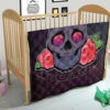 Valentine Premium Quilt - Skull With Roses Green Galaxy Sky Skylentine Quilt Blanket 21