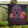 Valentine Premium Quilt - Skull With Roses Green Galaxy Sky Skylentine Quilt Blanket 13