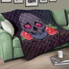 Valentine Premium Quilt - Skull With Roses Green Galaxy Sky Skylentine Quilt Blanket 17