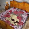 Valentine Premium Quilt - Skulls With Red Roses Flower Love In Bone And Blood Quilt Blanket 19