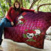 Valentine Premium Quilt - Skulls With Roses Flower Heart It's Valentine Quilt Blanket 11