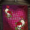 Valentine Premium Quilt - Skulls With Roses Flower Heart It's Valentine Quilt Blanket 7