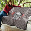 Valentine Premium Quilt Strange Skull With Angel Wings Red Heart Quilt Blanket 11