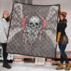 Valentine Premium Quilt Strange Skull With Angel Wings Red Heart Quilt Blanket 1