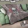 Valentine Premium Quilt Strange Skull With Angel Wings Red Heart Quilt Blanket 17