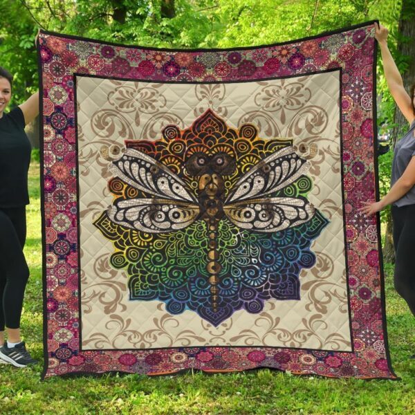 Vintage Style Mandala Dragonfly Quilt Blanket Gift Idea