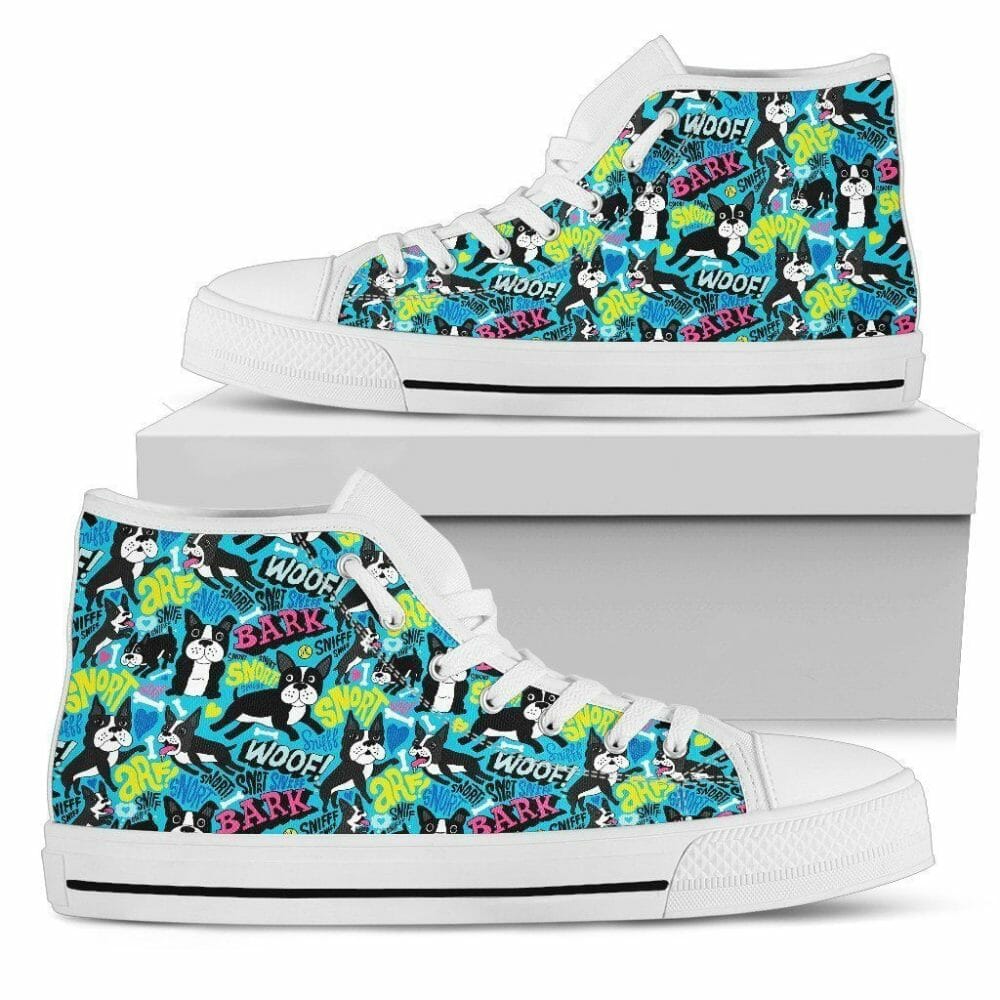 Woof Bark Boston Terrier Sneakers High Top For Women