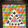 Work Play Love Triangle Colorful Background Premium Quilt Blanket 7