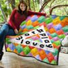 Work Play Love Triangle Colorful Background Premium Quilt Blanket 11