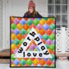 Work Play Love Triangle Colorful Background Premium Quilt Blanket 3