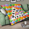 Work Play Love Triangle Colorful Background Premium Quilt Blanket 17