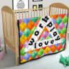 Work Play Love Triangle Colorful Background Premium Quilt Blanket 21