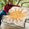 Yellow Astrology Shape Sun Floral Sun Patterns Premium Quilt Blanket 11