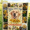 You Are My Sunshine Sunflower Golden Retriever Quilt Blanket 5