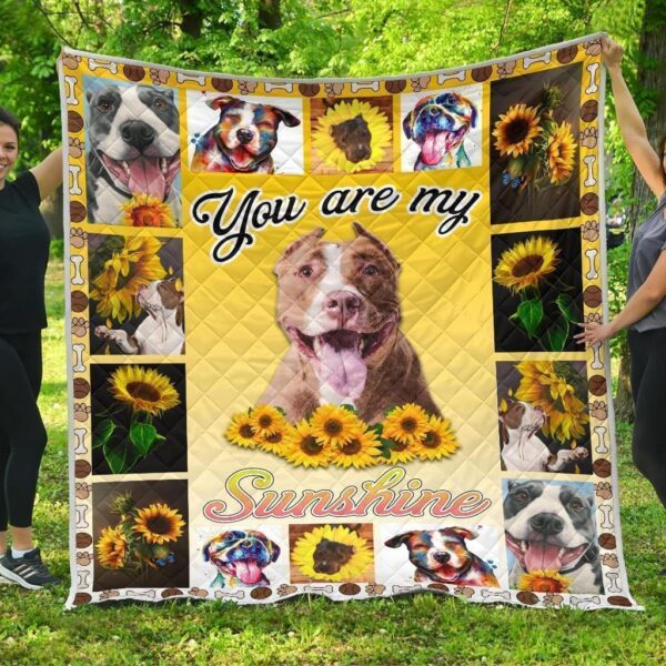 You Are My Sunshine Sunflower Pit Bull Quilt Blanket