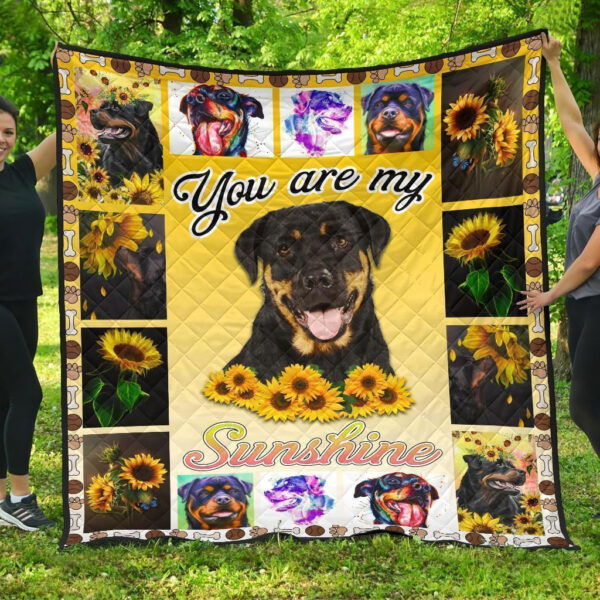 You Are My Sunshine Sunflower Rottweiler Quilt Blanket