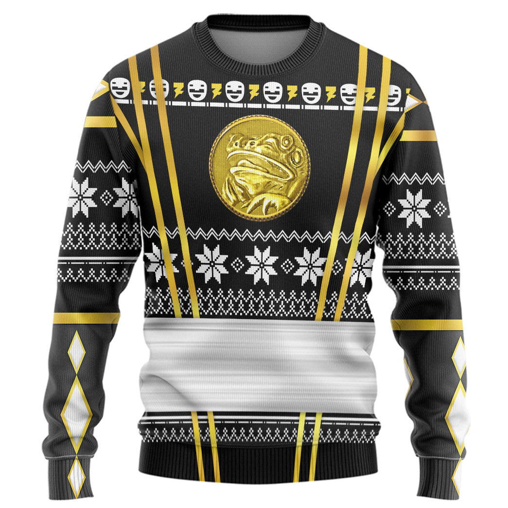 Black Ninja Mighty Morphin Power Rangers Custom Ugly Sweater