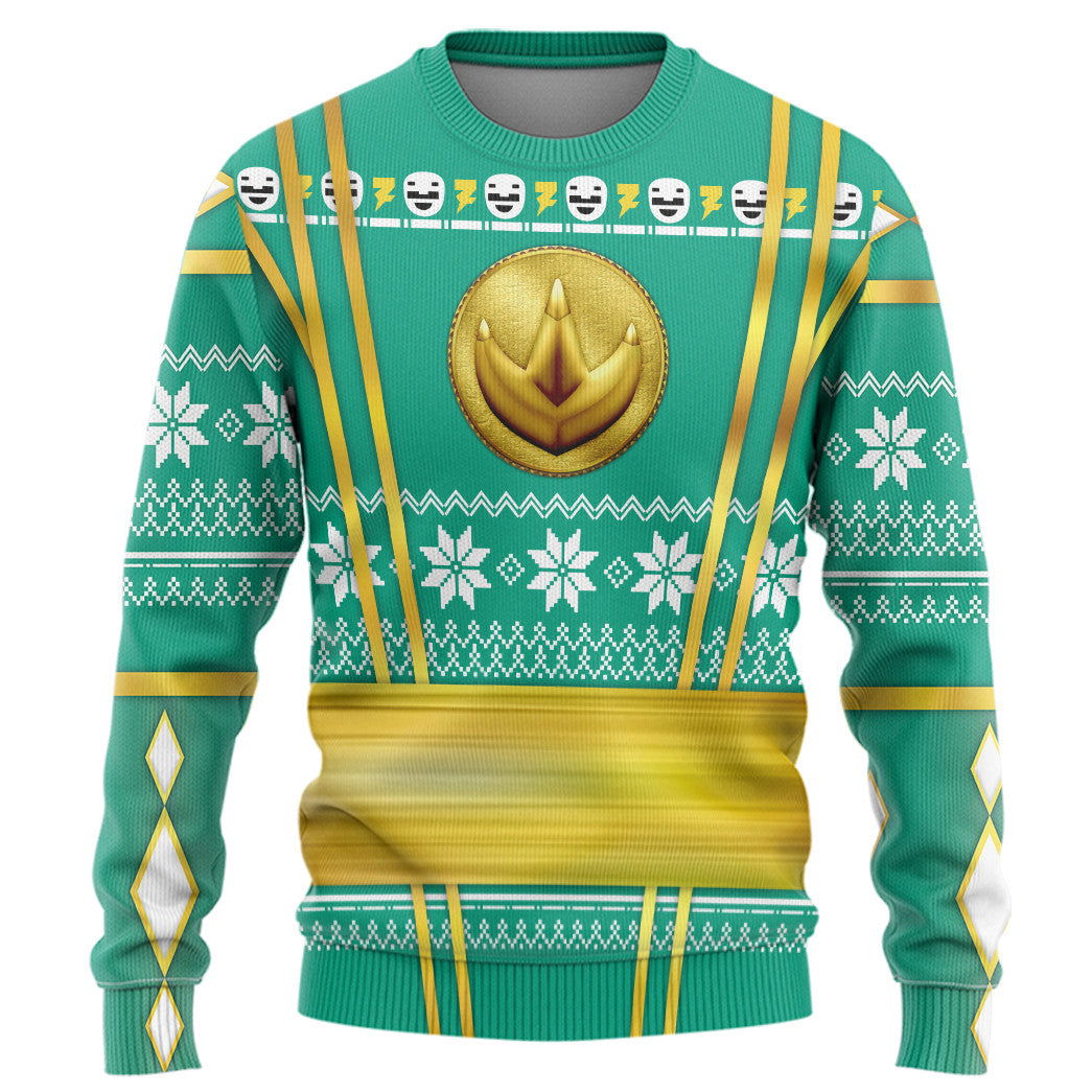 Green Ninja Mighty Morphin Power Rangers Custom Ugly Sweater