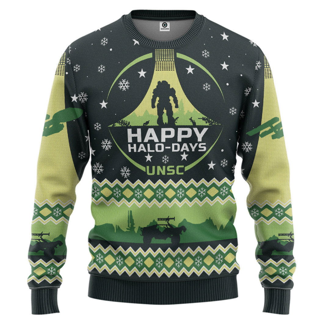 Halo Happy Halo Days Ugly Christmas Custom Ugly Sweater