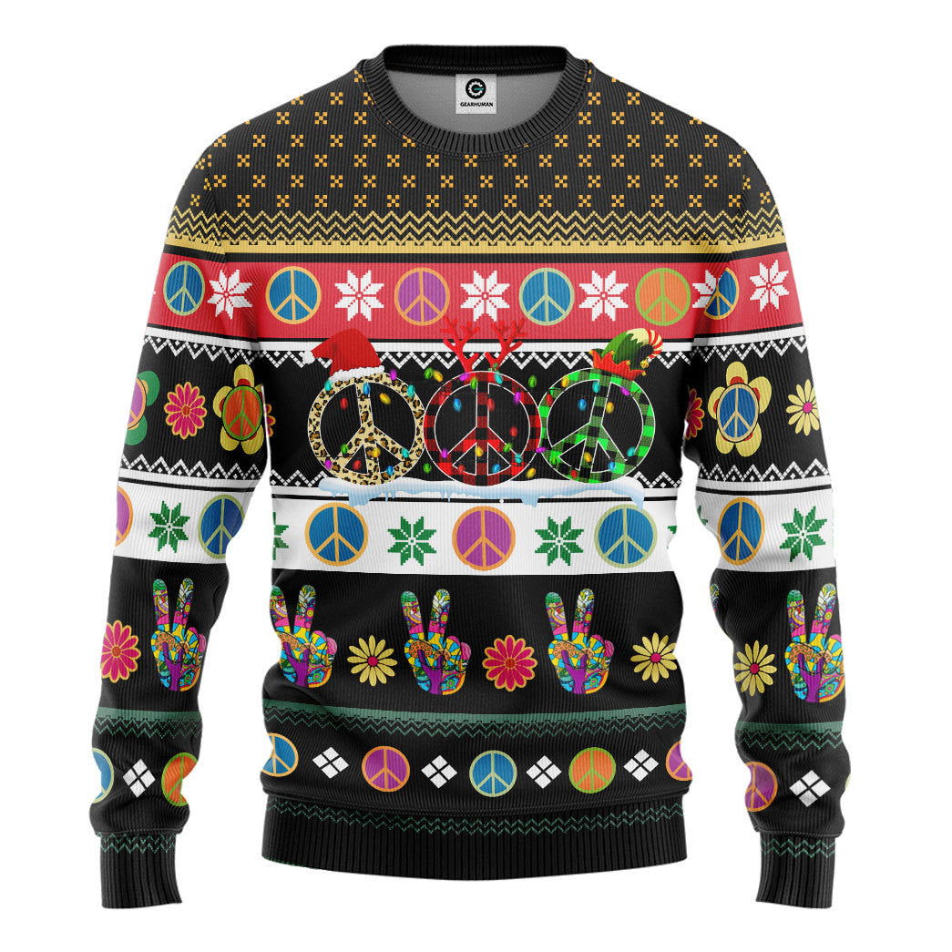 Hippie Merry Christmas Custom Ugly Sweater