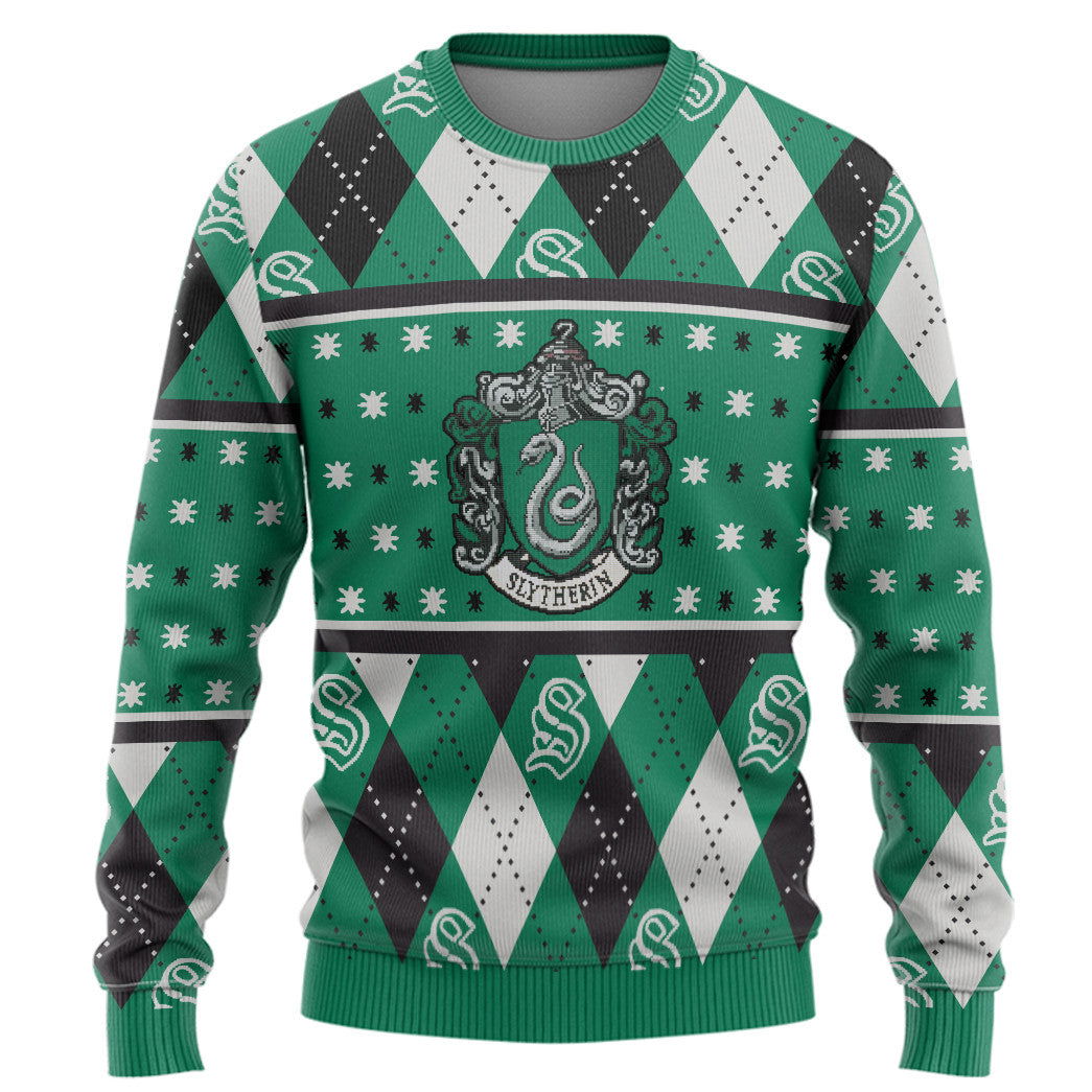 Harry Potter Slytherin Crest Holiday Ugly Christmas Custom Ugly Sweater