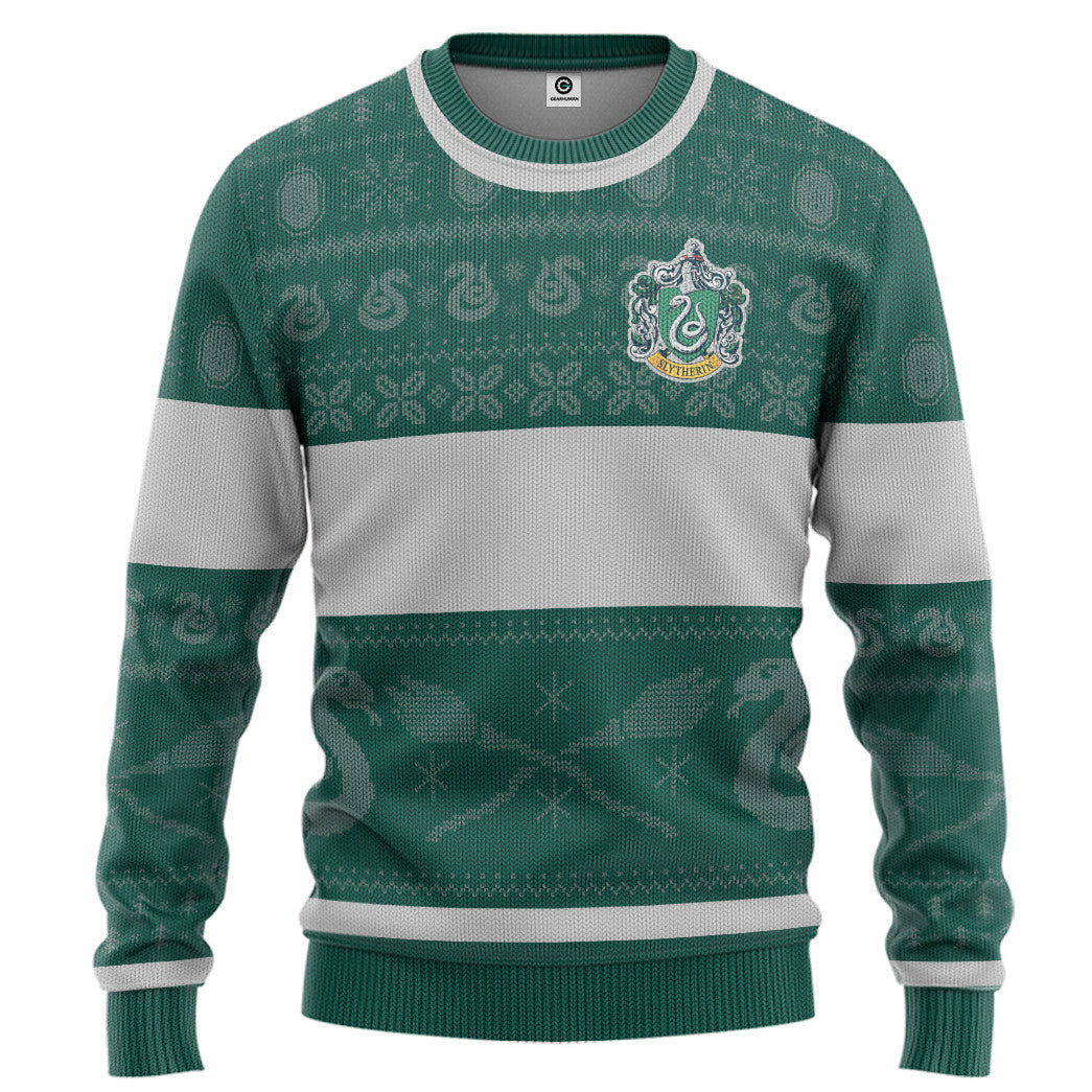 Harry Potter Slytherin Ugly Christmas Edition Custom Ugly Sweater