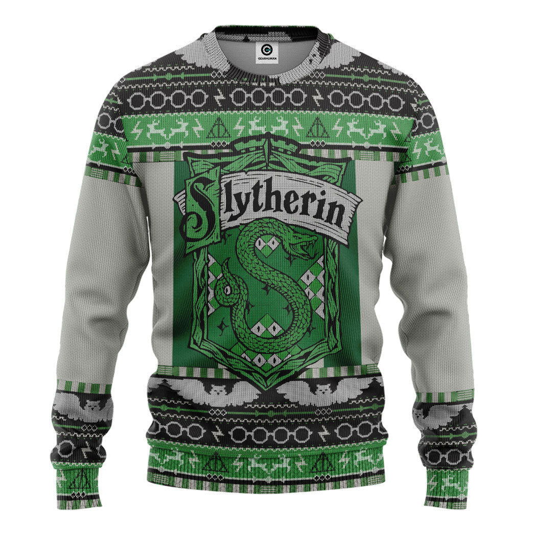 Harry Potter Slytherin Ugly Christmas Ver 3 Custom Ugly Sweater