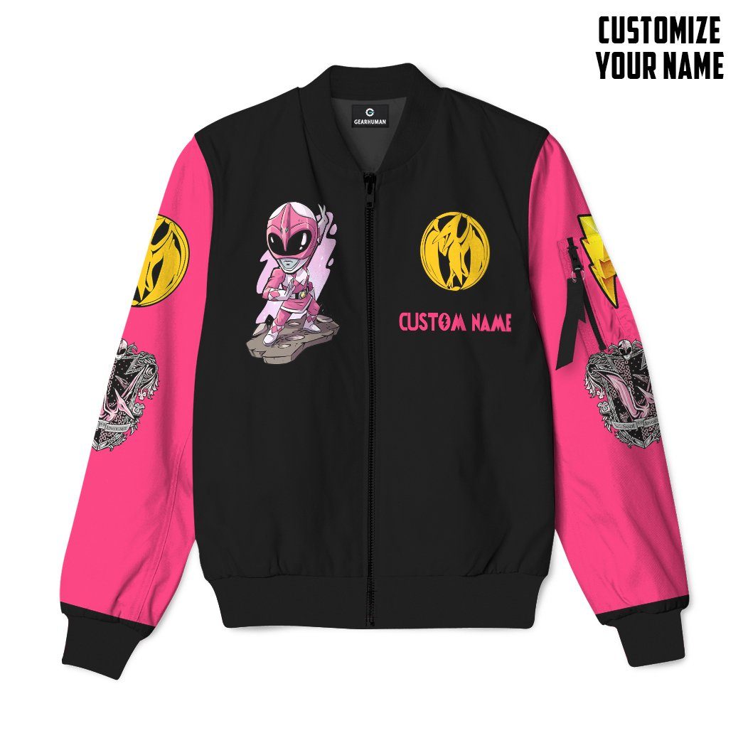 Mighty Morphin Power Ranger Pink Custom Name Bomber