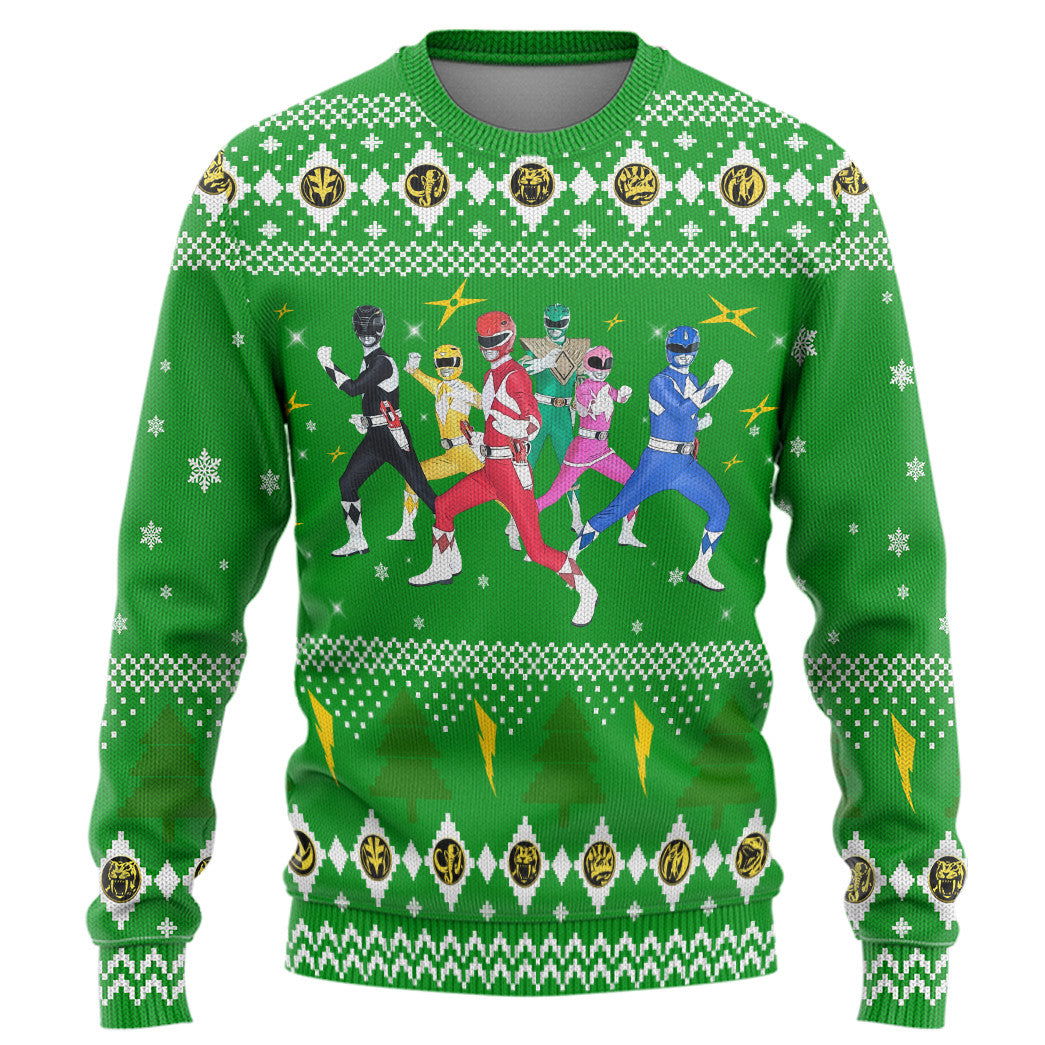 Mighty Morphin Power Rangers Christmas Custom Ugly Sweater