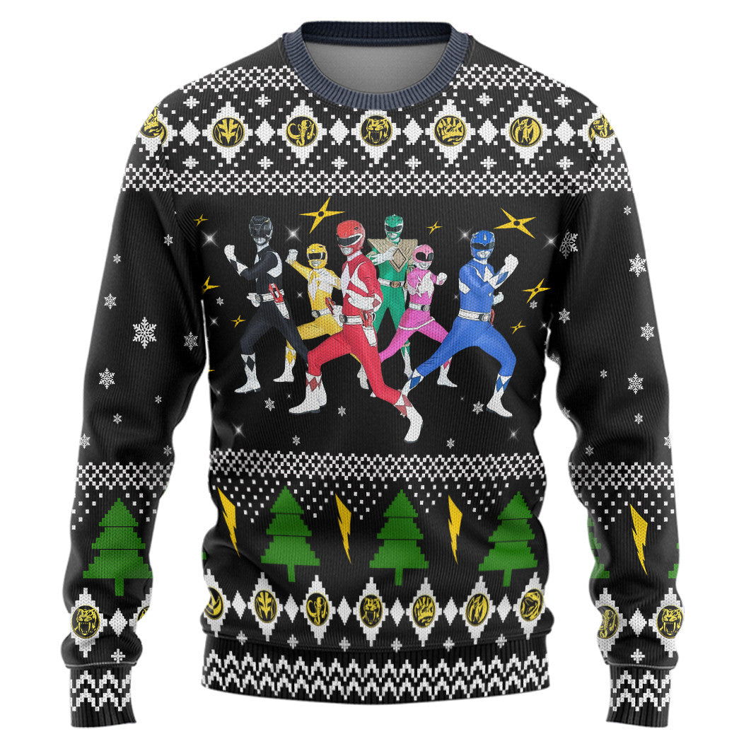 Mighty Morphin Power Rangers Christmas Custom Ugly Sweater