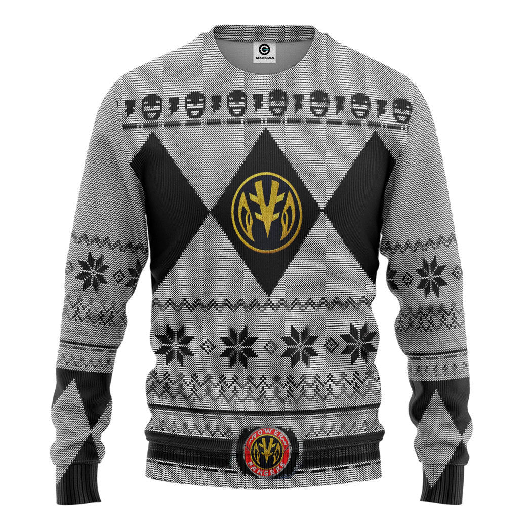 Mighty Morphin White Power Ranger Custom Ugly Christmas Sweater